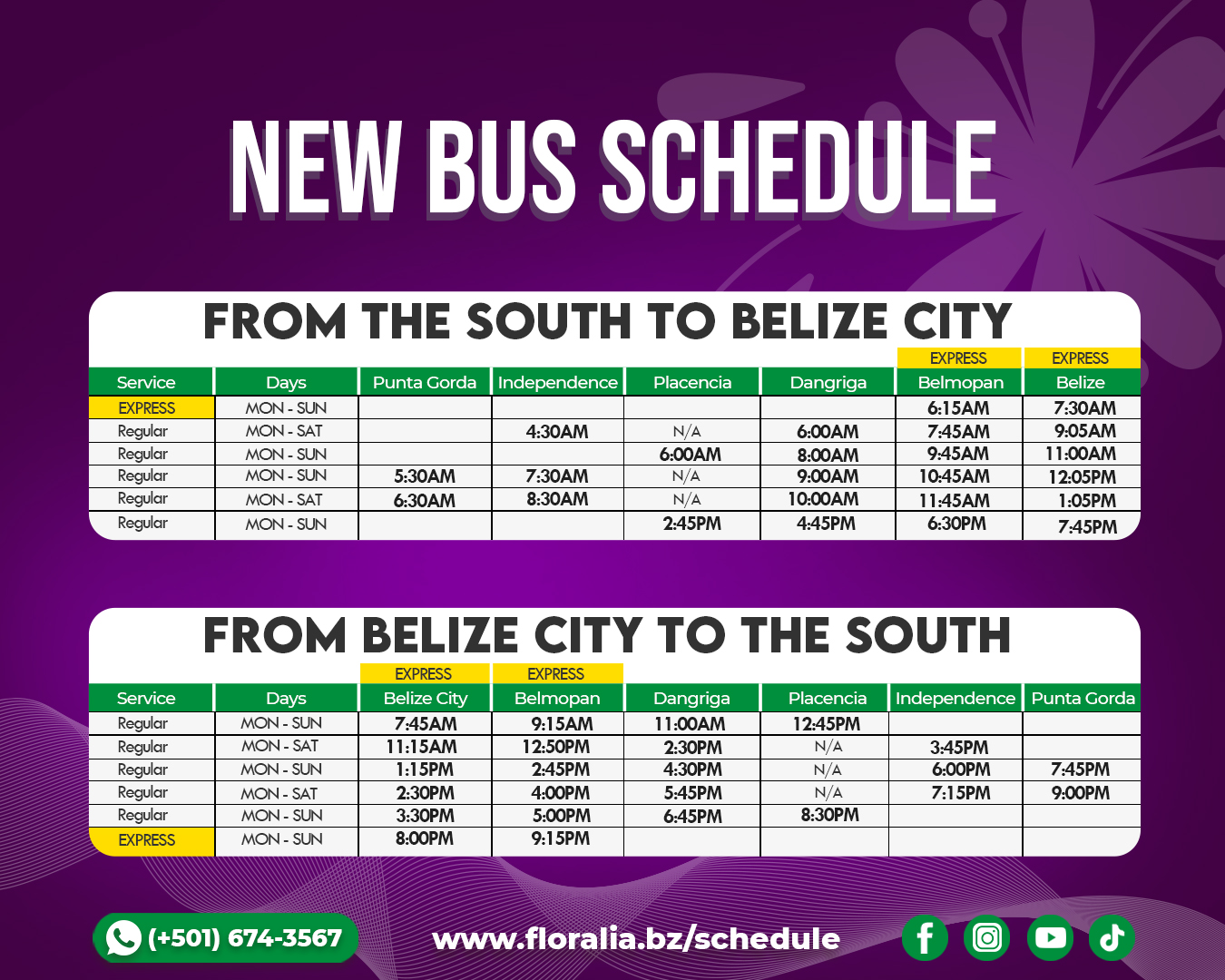 Belize Bus Schedule Floralia